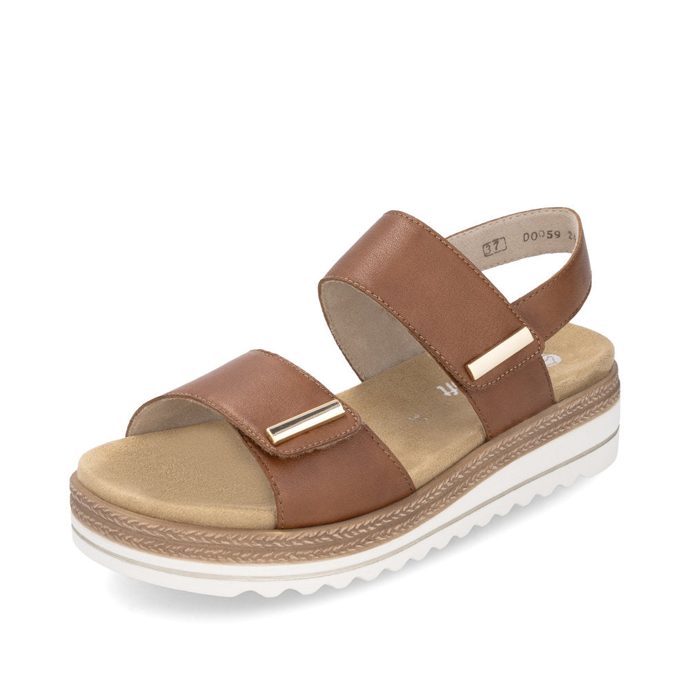 Remonte D0Q59-24 Brown Velcro Sandals with Slingback Strap