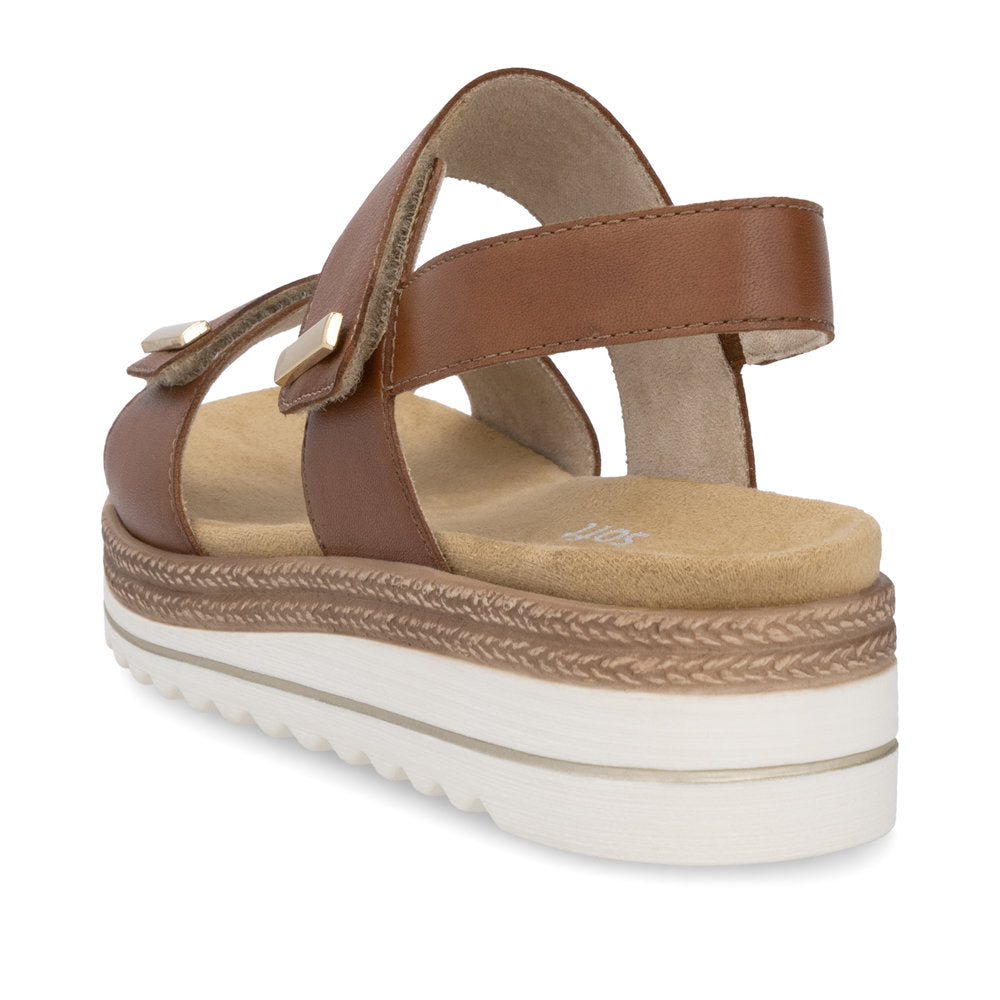 Remonte D0Q59-24 Brown Velcro Sandals with Slingback Strap