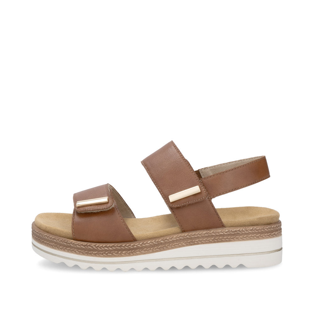 Remonte D0Q59-24 Brown Velcro Sandals with Slingback Strap