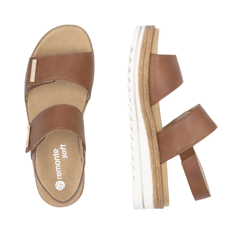 Remonte D0Q59-24 Brown Velcro Sandals with Slingback Strap