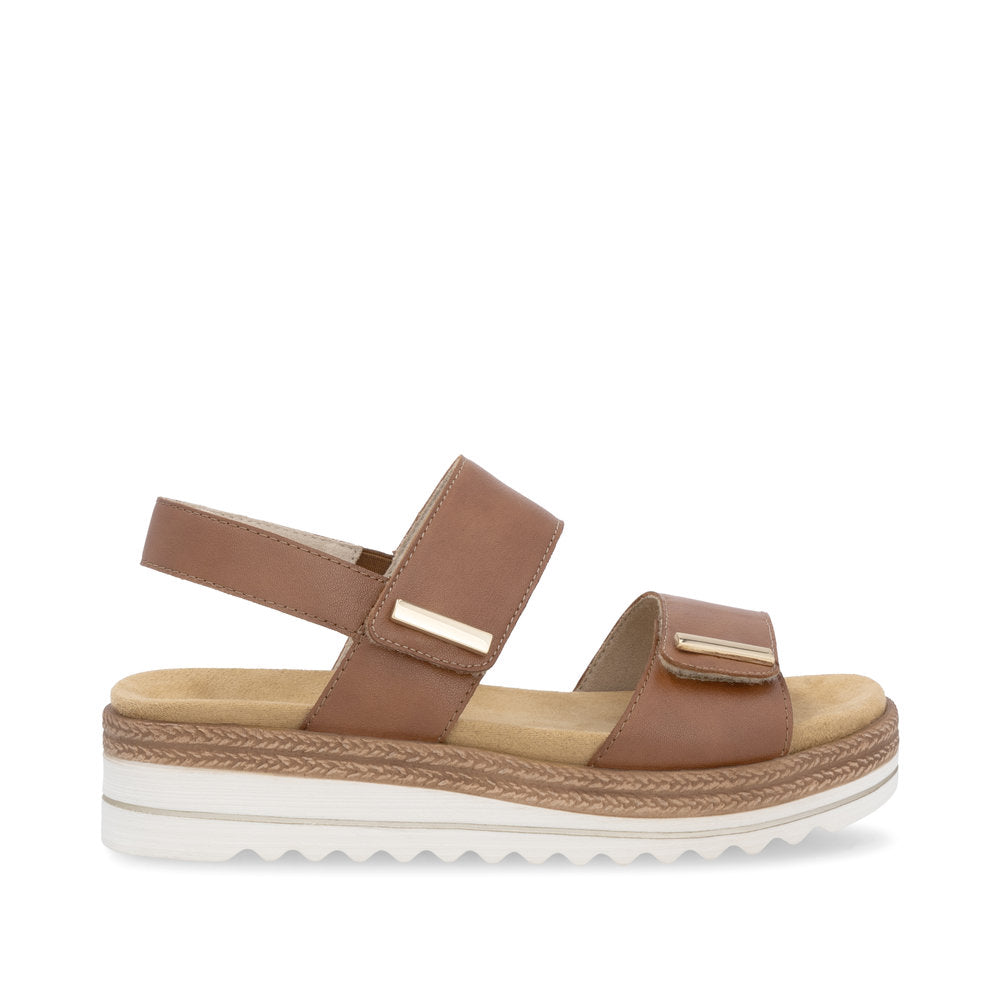 Remonte D0Q59-24 Brown Velcro Sandals with Slingback Strap