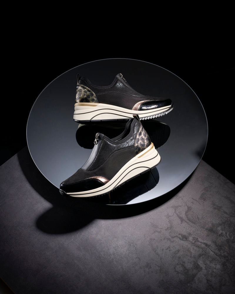 Remonte D0T08-02 Black & Bronze Combi H Fit Front Zip Shoes