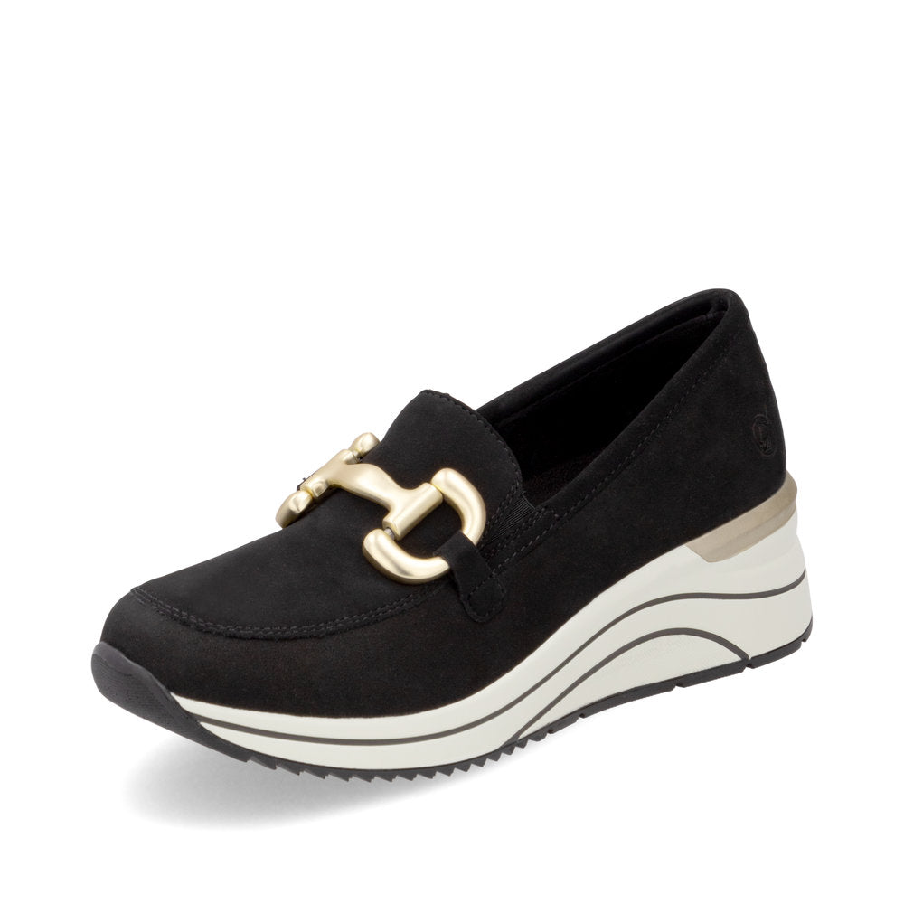 Remonte D0T12-02 Black H Fit Slip On Moccasins