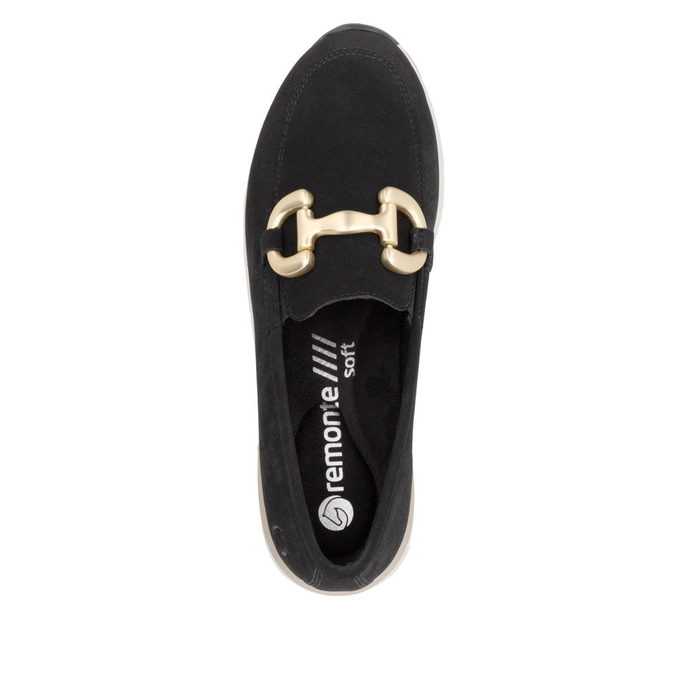 Remonte D0T12-02 Black H Fit Slip On Moccasins