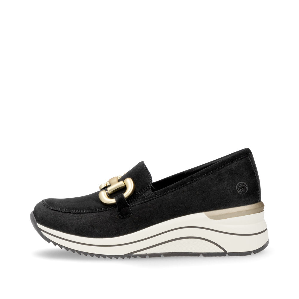 Remonte D0T12-02 Black H Fit Slip On Moccasins