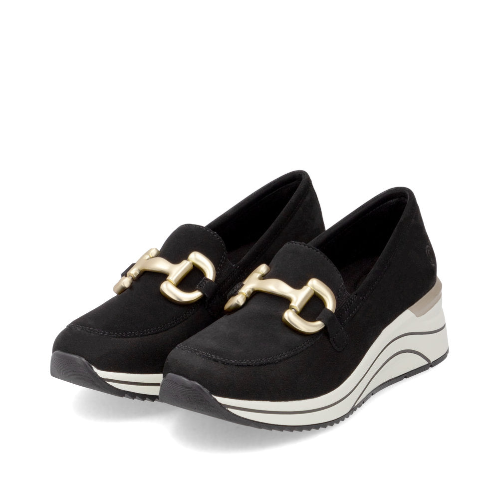 Remonte D0T12-02 Black H Fit Slip On Moccasins