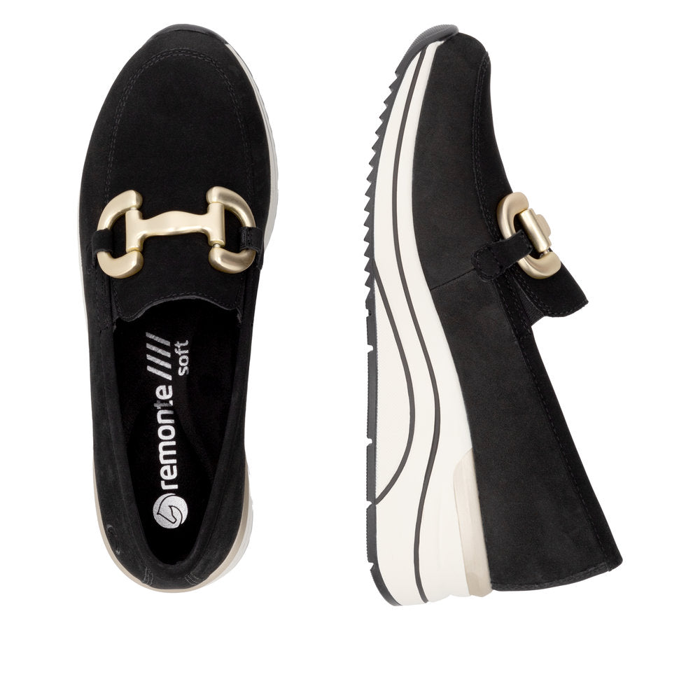 Remonte D0T12-02 Black H Fit Slip On Moccasins