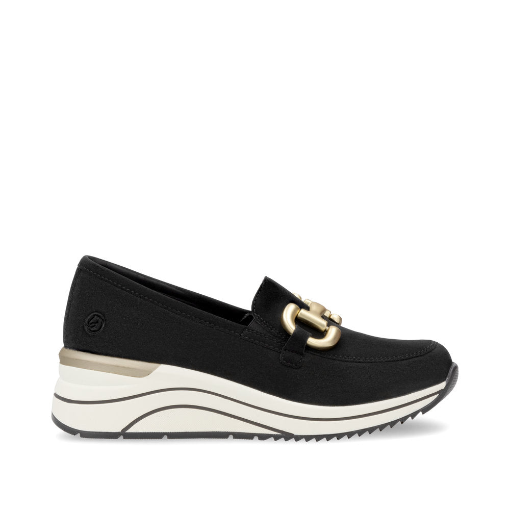 Remonte D0T12-02 Black H Fit Slip On Moccasins