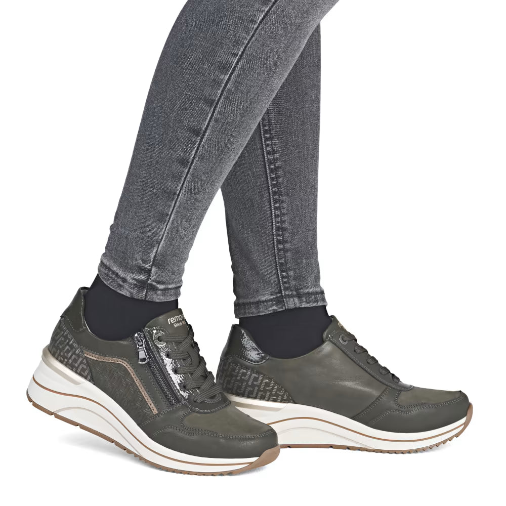 Remonte D0T16-54 H Fit Forest Green Sneakers with Zip