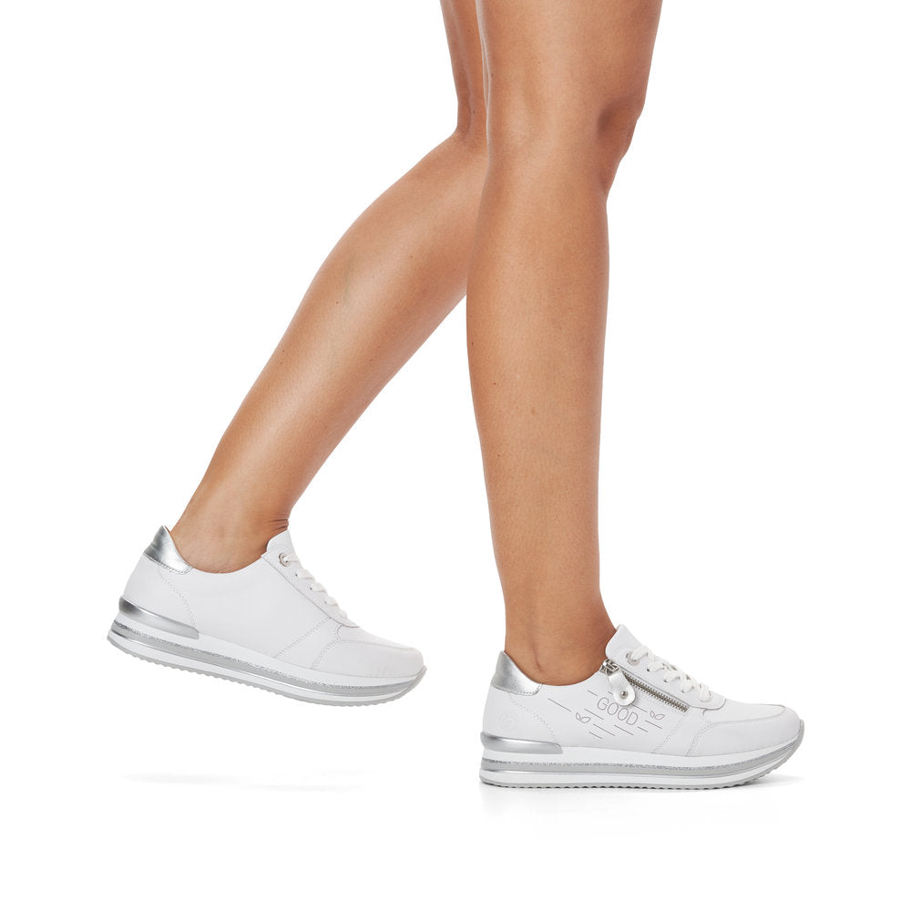 Remonte D1313-82 White & Silver Combi Sneakers