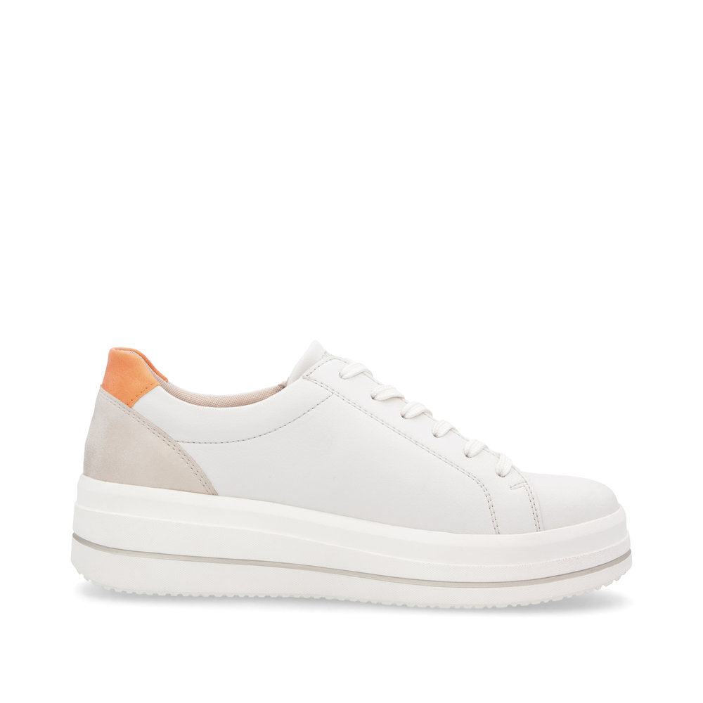 Remonte D1C01-81 Off White, Green & Orange Combi Trainers with Zip