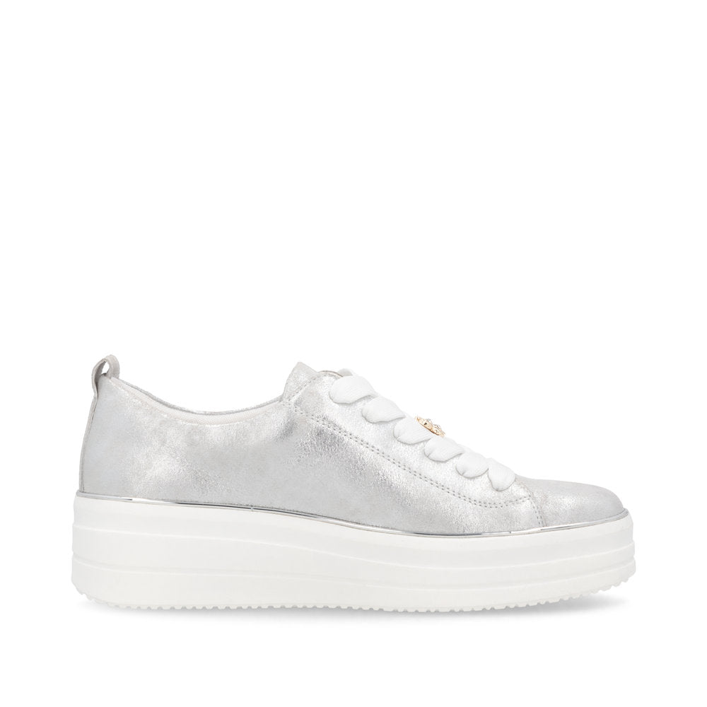 Remonte D1C03-81 Ice Silver Lace Trainers with Bee Front