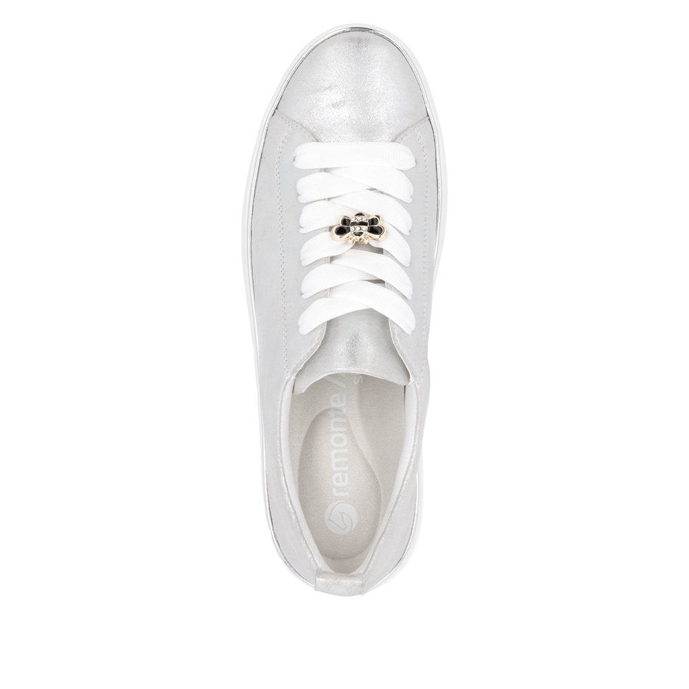 Remonte D1C03-81 Ice Silver Lace Trainers with Bee Front