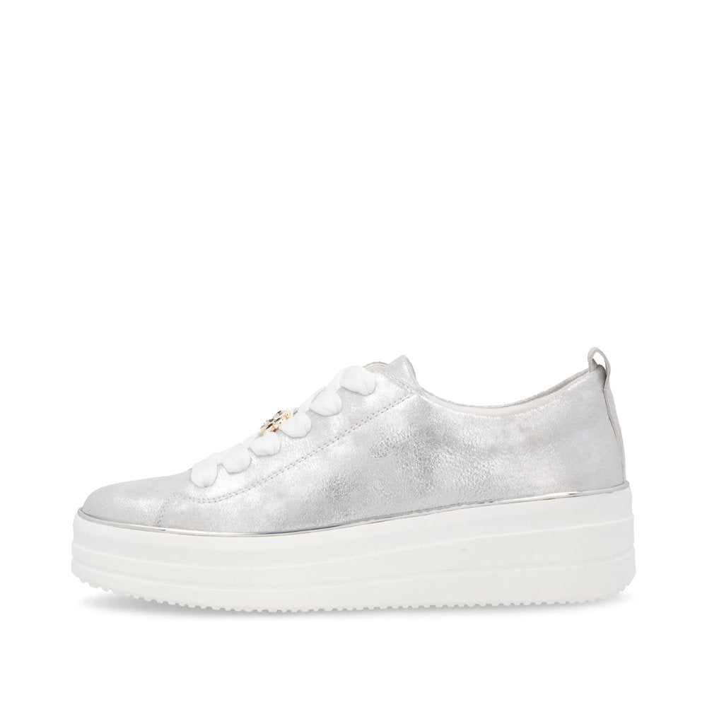 Remonte D1C03-81 Ice Silver Lace Trainers with Bee Front