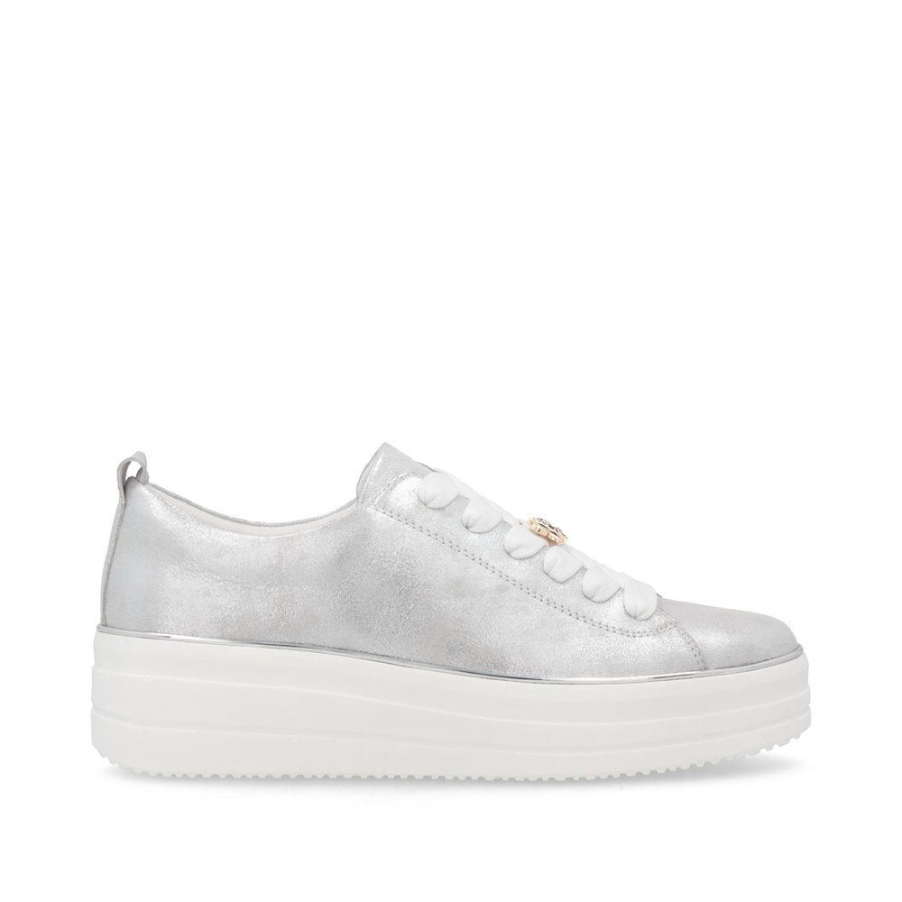Remonte D1C03-81 Ice Silver Lace Trainers with Bee Front