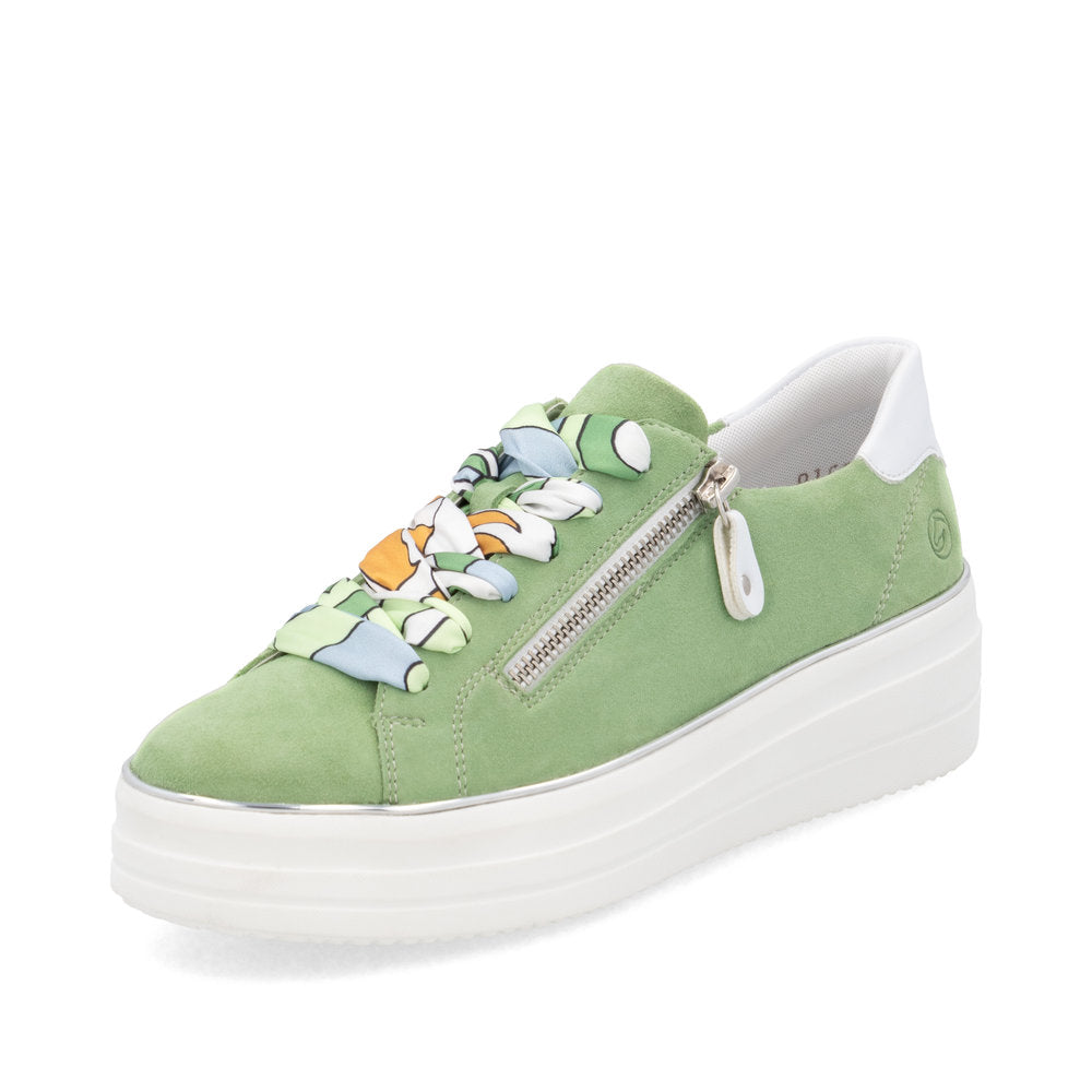 Remonte D1C06-52 Green & White Combi Trainers with Zip