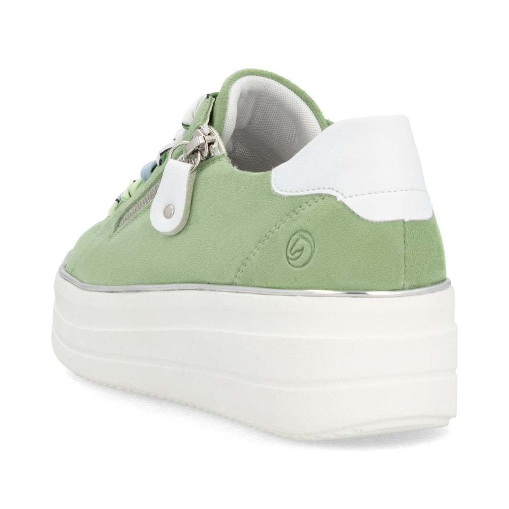 Remonte D1C06-52 Green & White Combi Trainers with Zip
