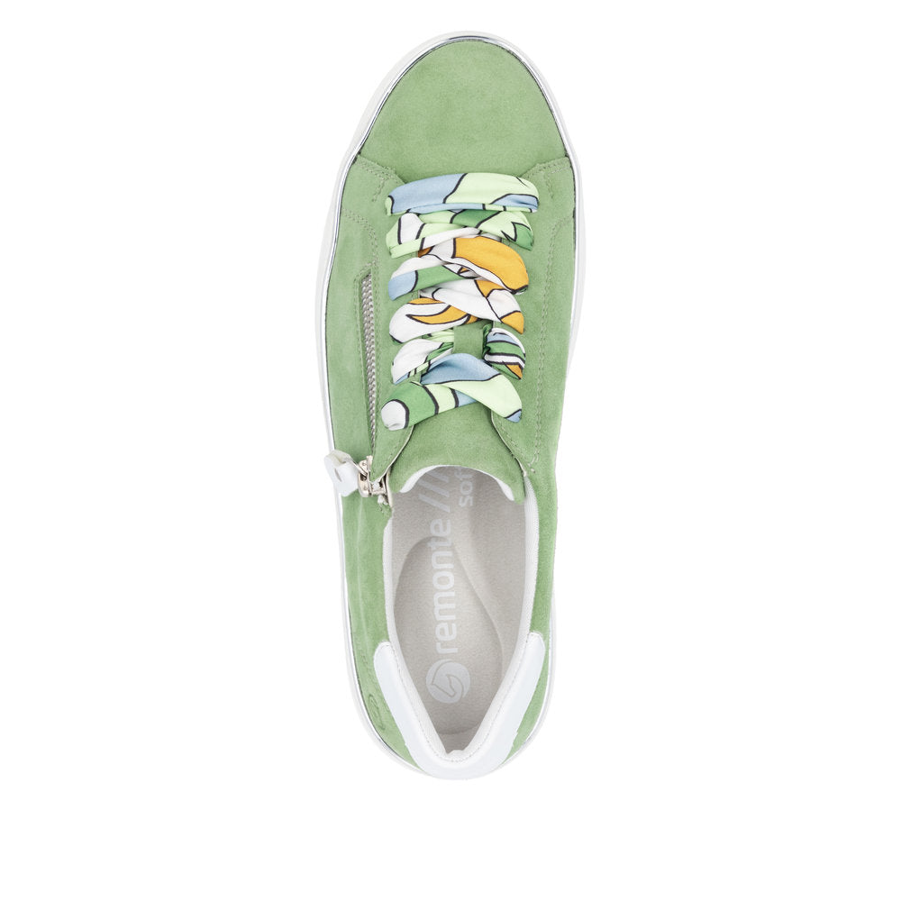 Remonte D1C06-52 Green & White Combi Trainers with Zip