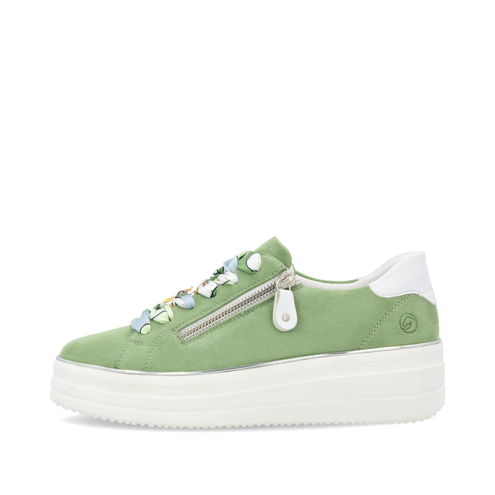 Remonte D1C06-52 Green & White Combi Trainers with Zip