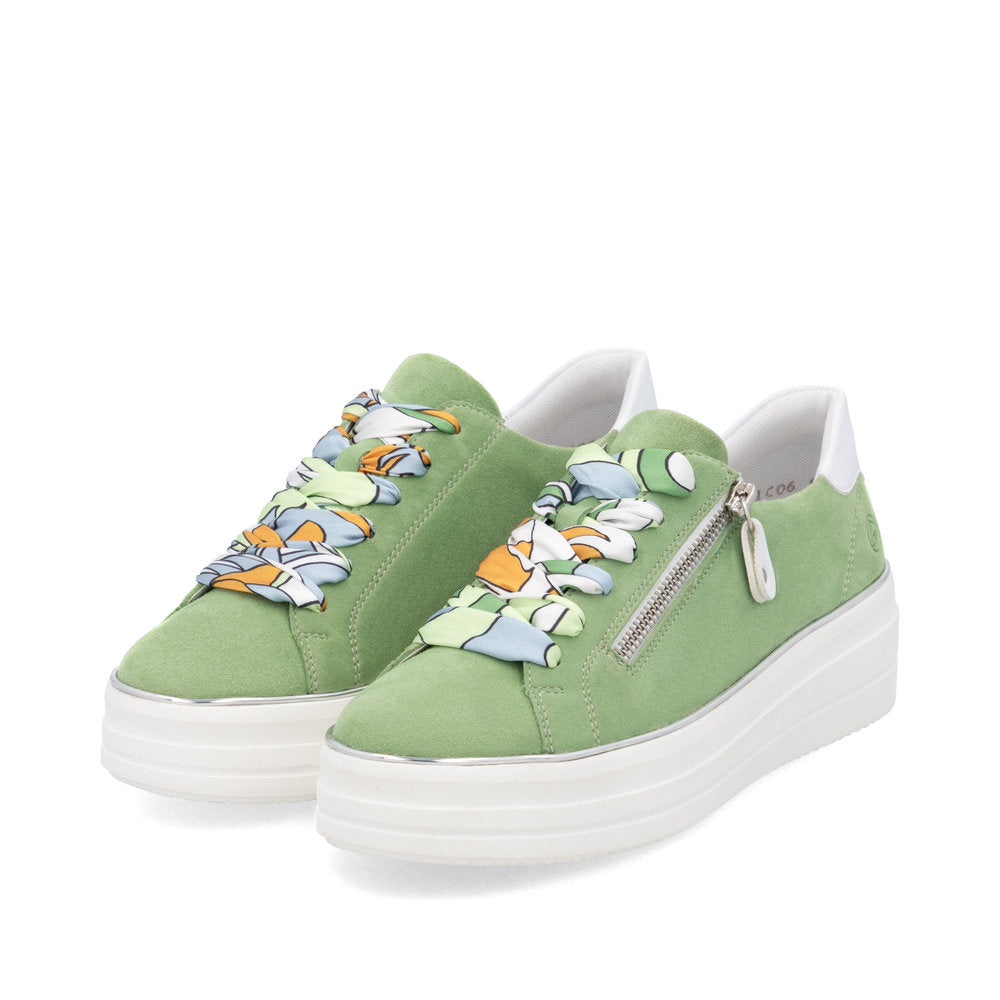 Remonte D1C06-52 Green & White Combi Trainers with Zip