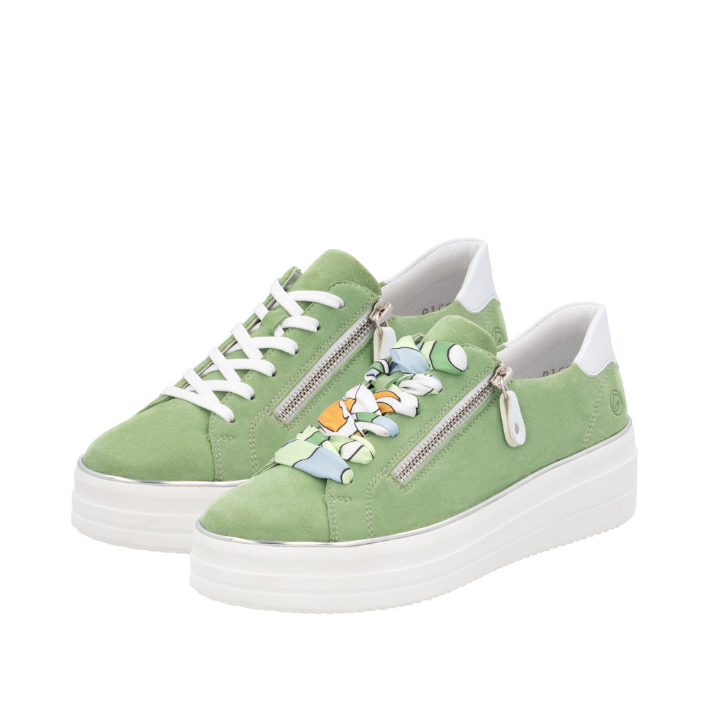Remonte D1C06-52 Green & White Combi Trainers with Zip