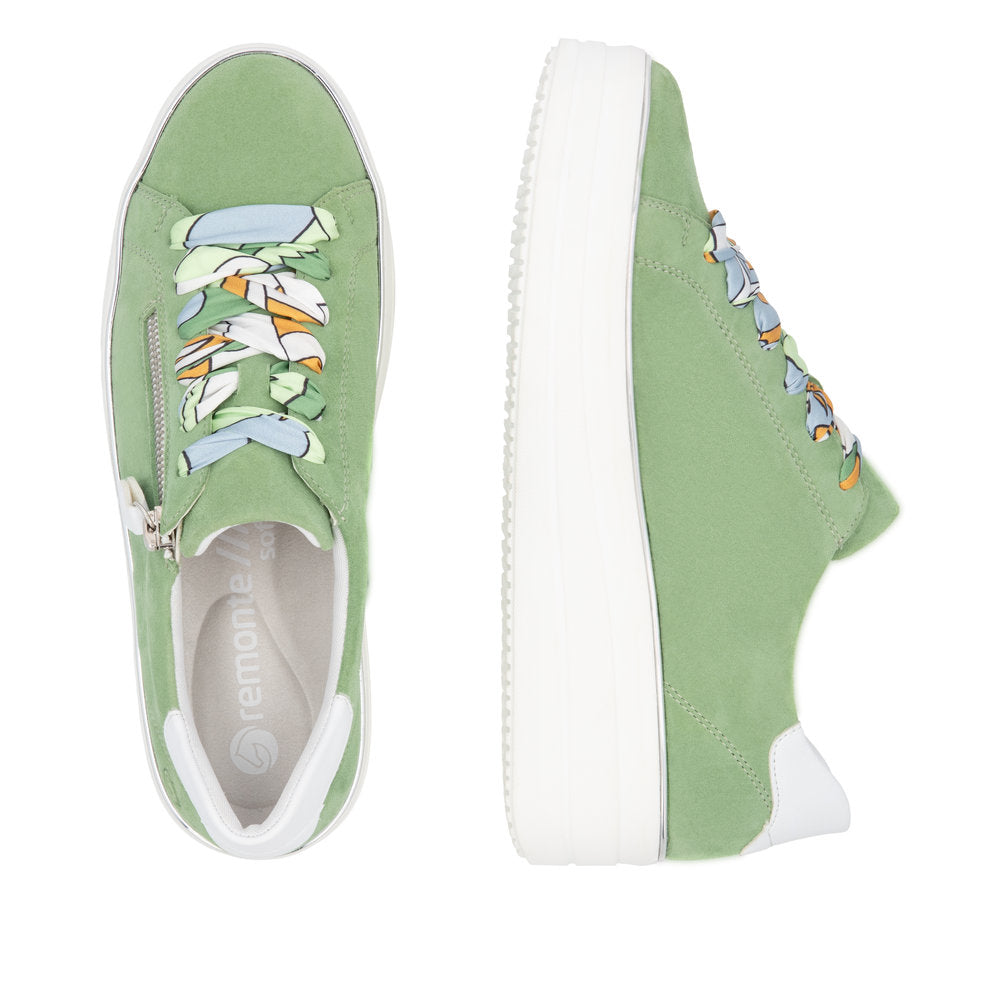 Remonte D1C06-52 Green & White Combi Trainers with Zip
