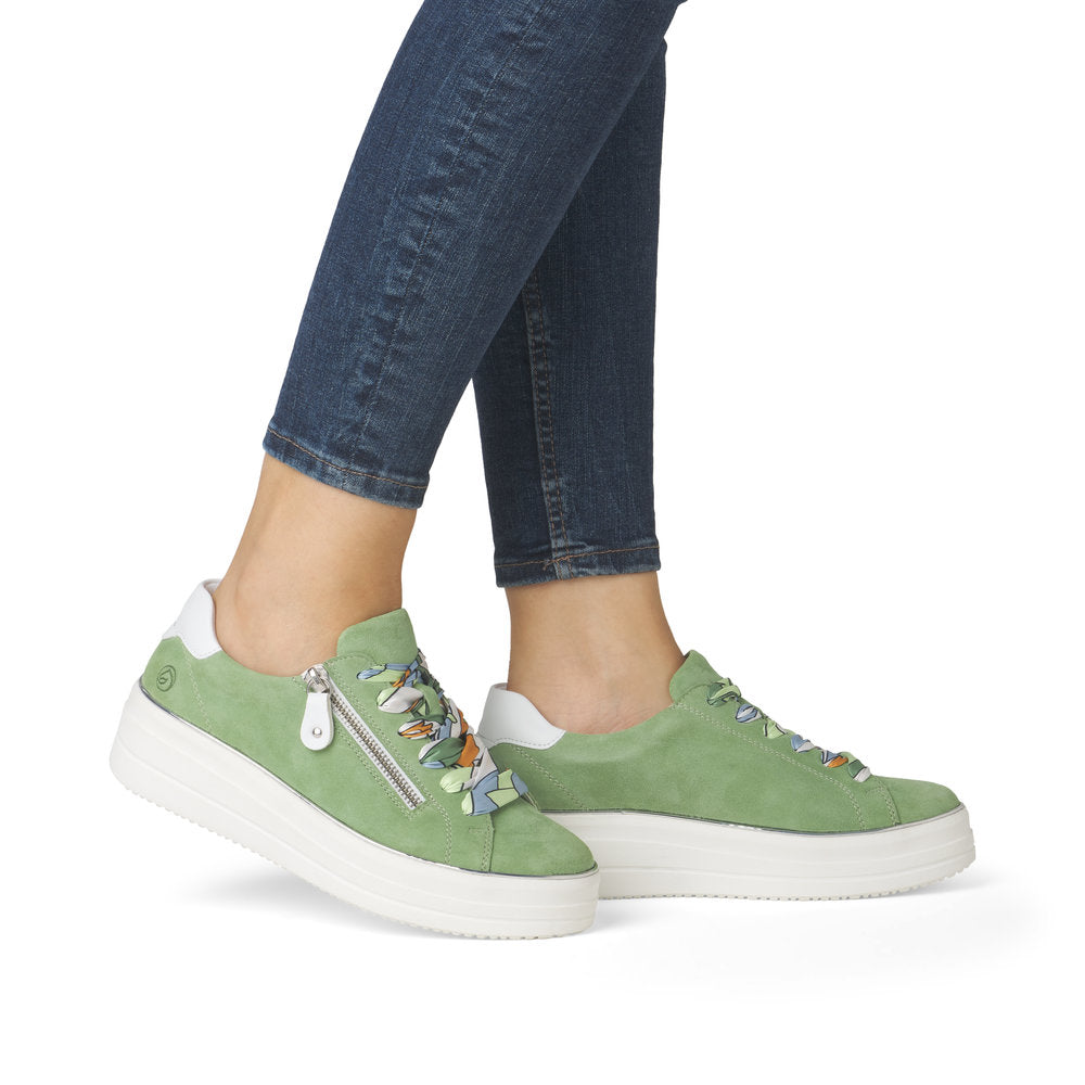 Remonte D1C06-52 Green & White Combi Trainers with Zip