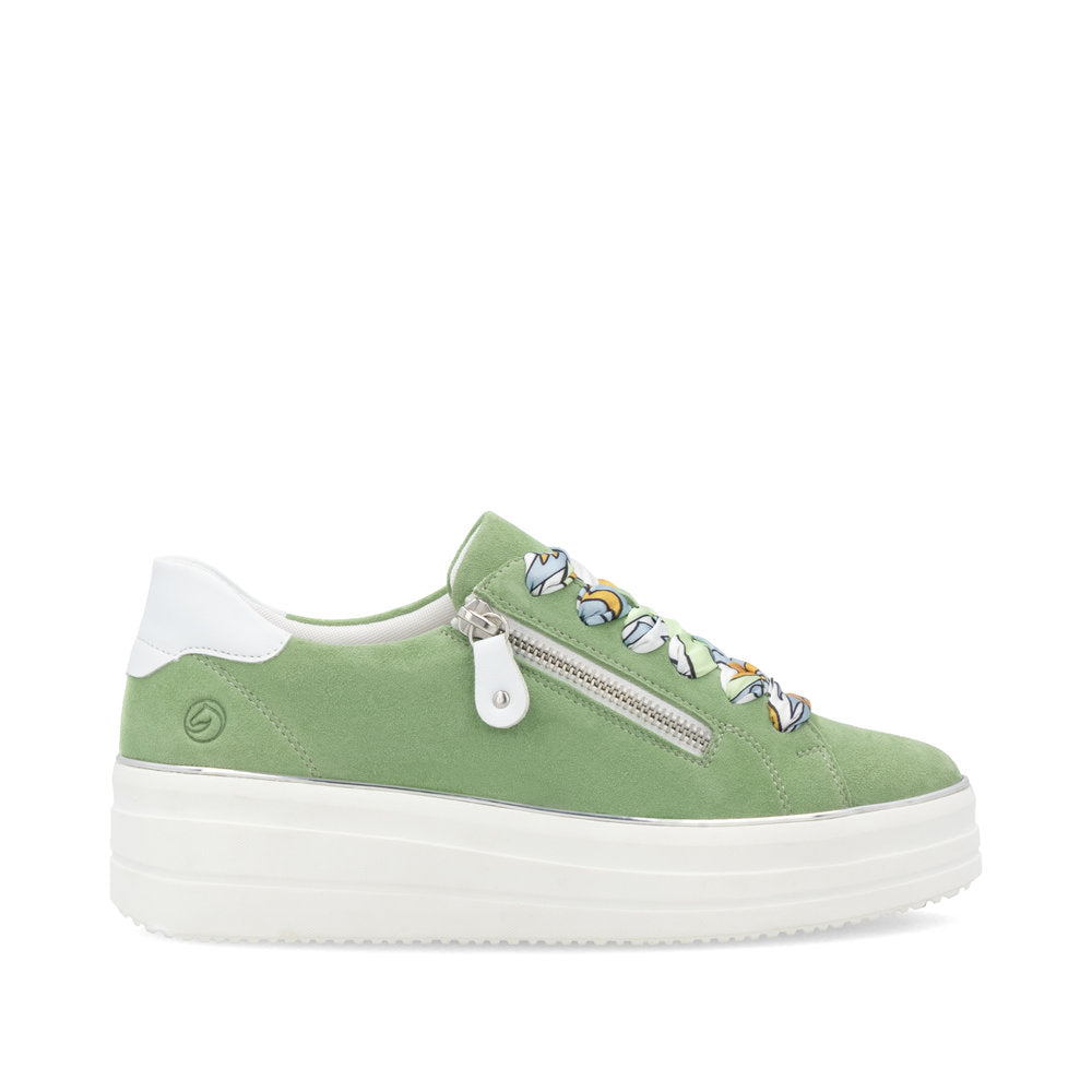 Remonte D1C06-52 Green & White Combi Trainers with Zip