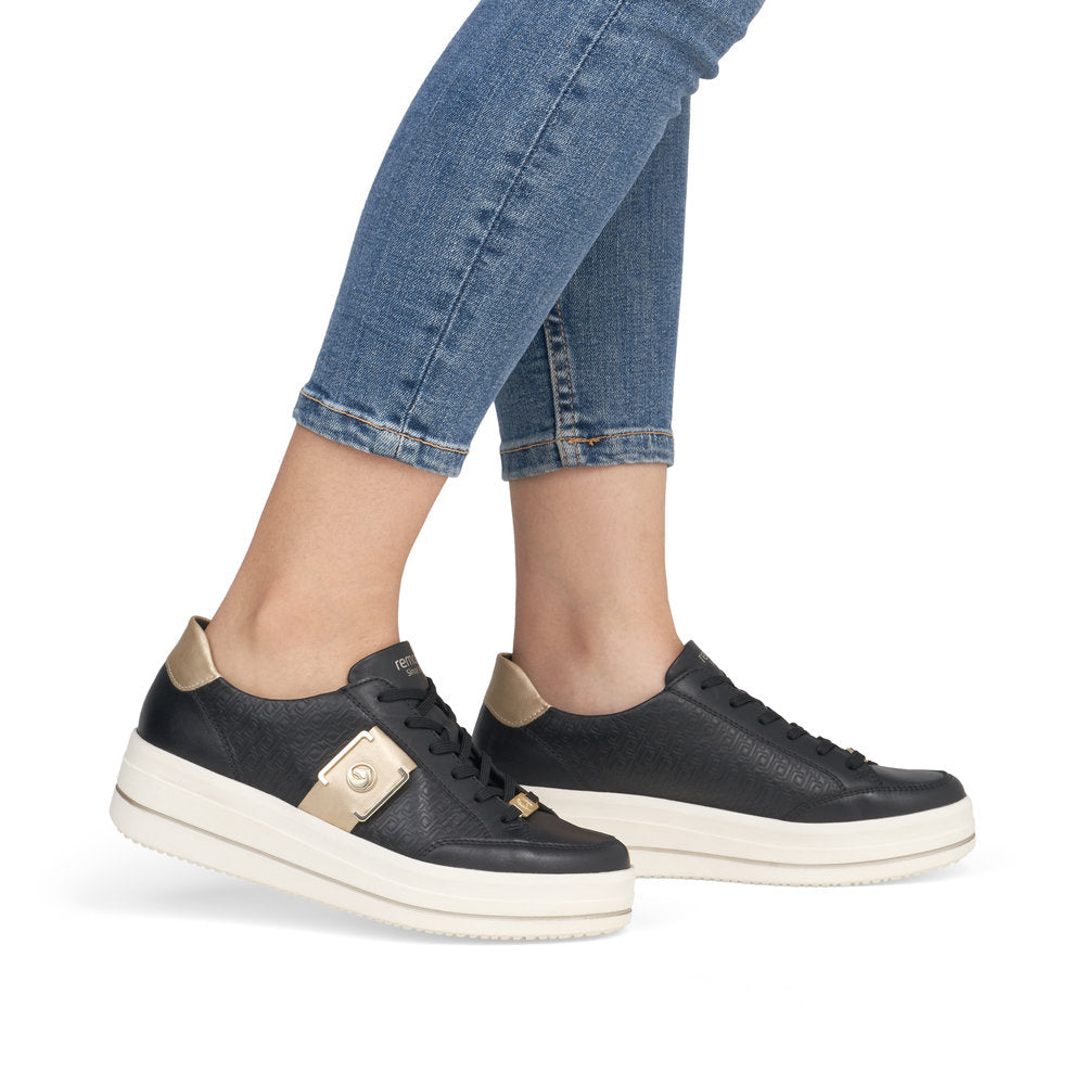 Remonte D1C07-03 Black & Light Gold Trainers