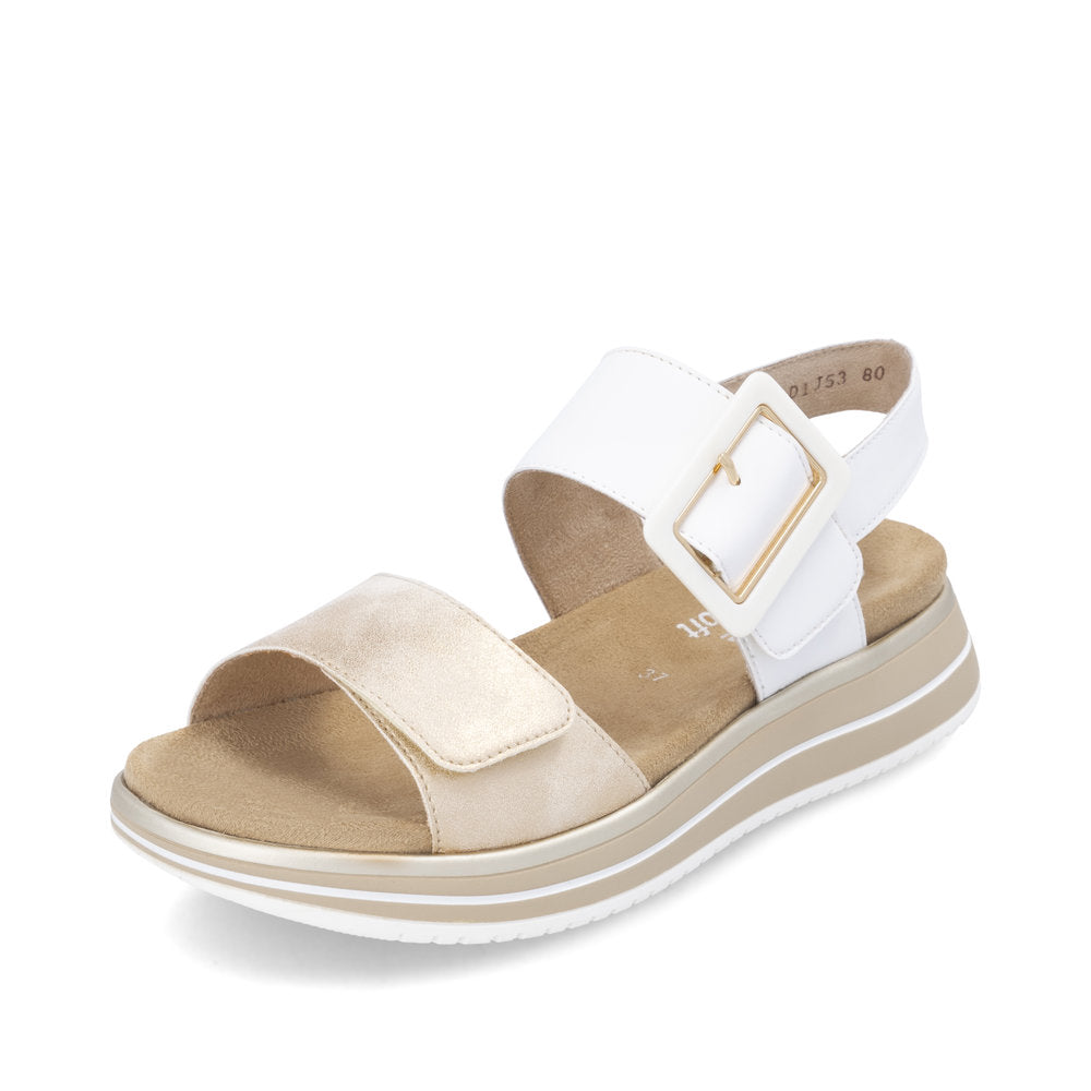 Remonte D1J53-80 White Combi Velcro Sandals with Slingback Strap