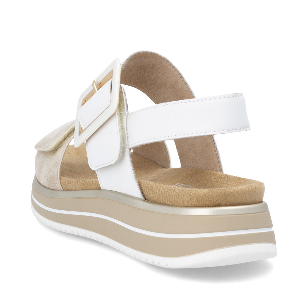 Remonte D1J53-80 White Combi Velcro Sandals with Slingback Strap