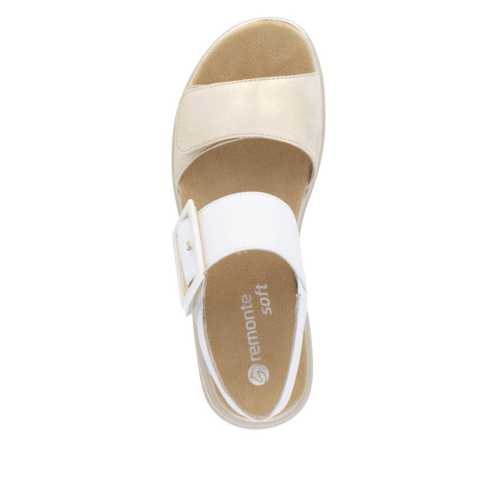 Remonte D1J53-80 White Combi Velcro Sandals with Slingback Strap