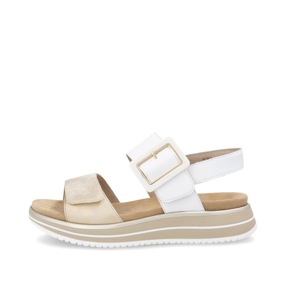 Remonte D1J53-80 White Combi Velcro Sandals with Slingback Strap