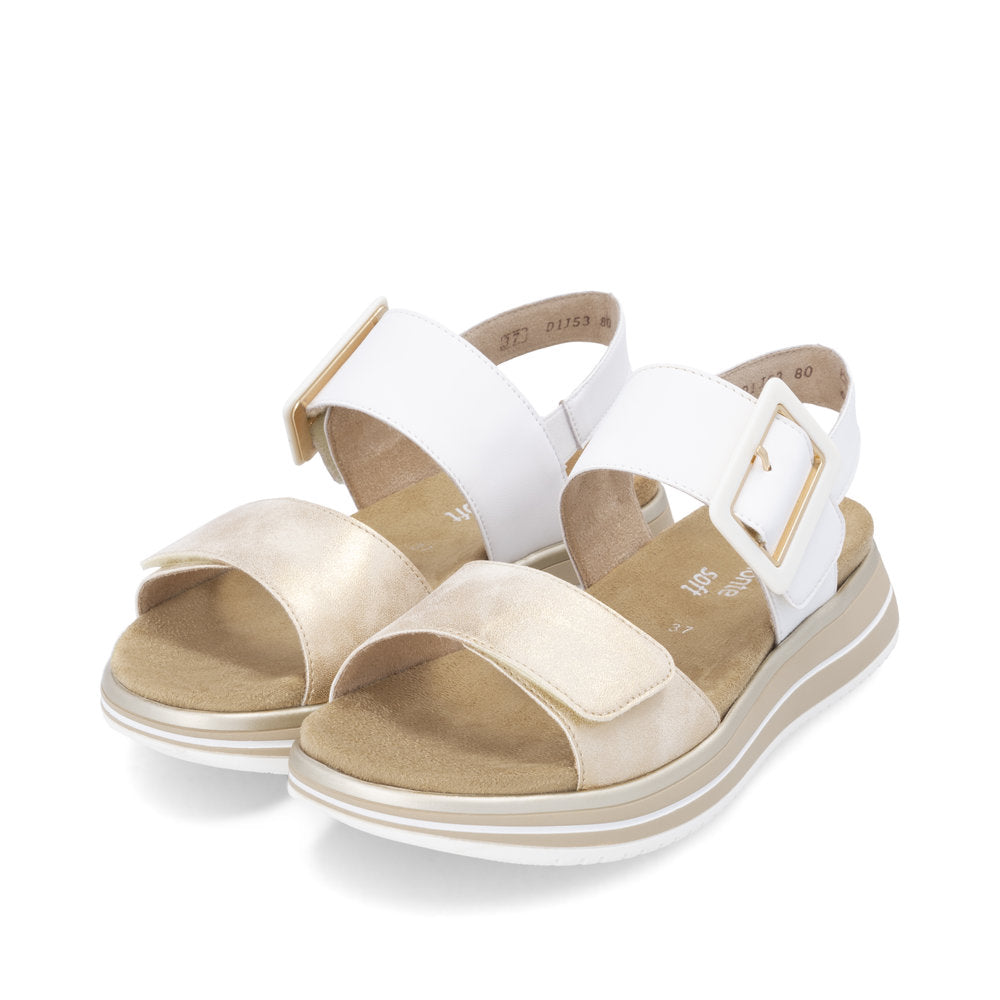 Remonte D1J53-80 White Combi Velcro Sandals with Slingback Strap