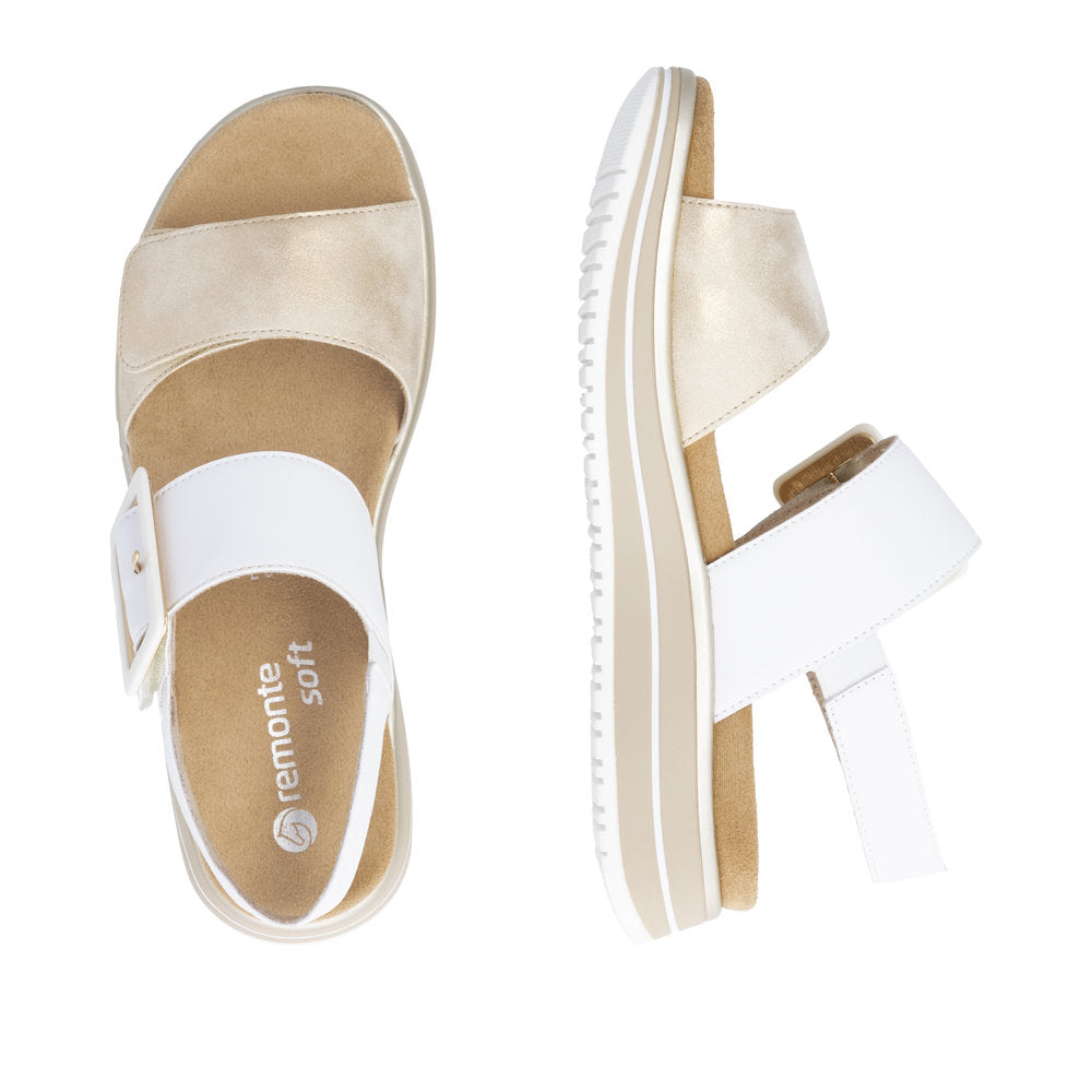 Remonte D1J53-80 White Combi Velcro Sandals with Slingback Strap