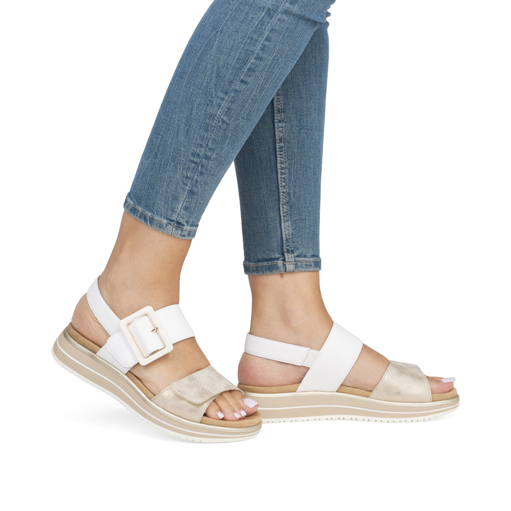 Remonte D1J53-80 White Combi Velcro Sandals with Slingback Strap