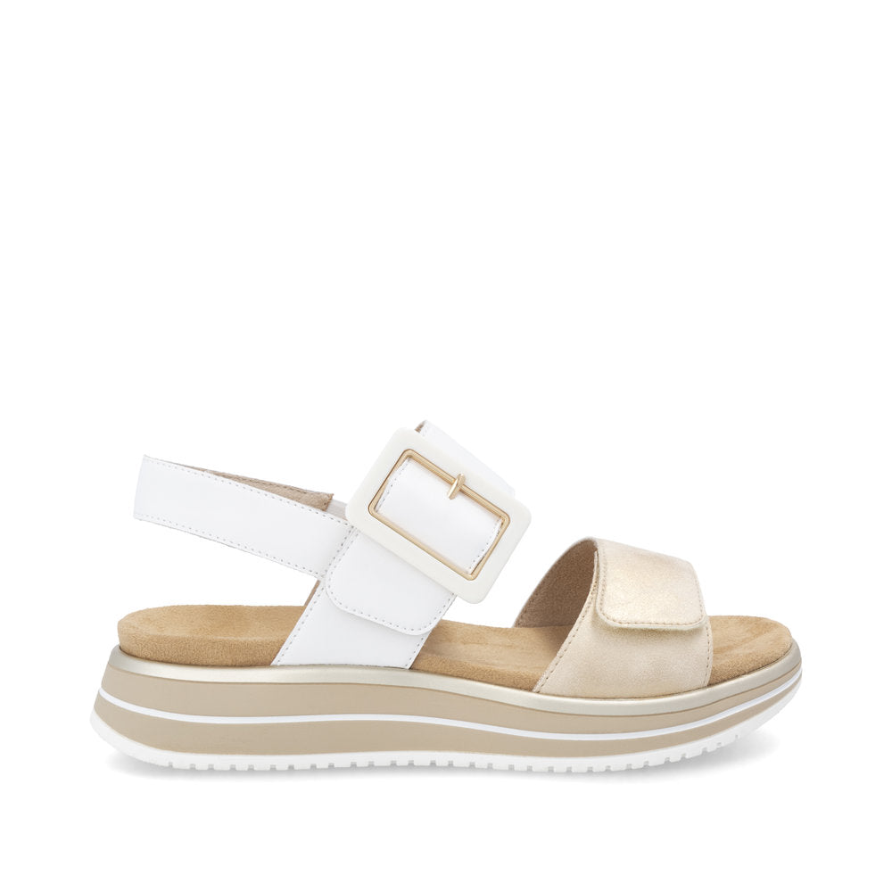 Remonte D1J53-80 White Combi Velcro Sandals with Slingback Strap