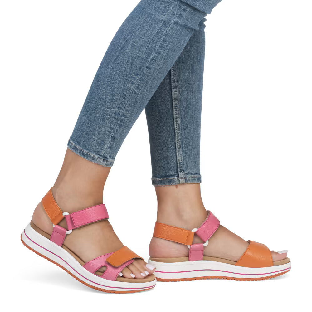 Remonte D1J57-31 Pink & Orange Combi Velcro Sandals
