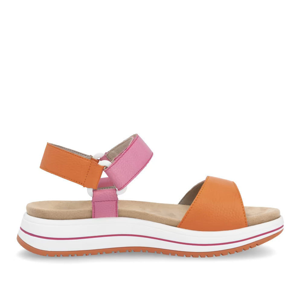 Remonte D1J57-31 Pink & Orange Combi Velcro Sandals