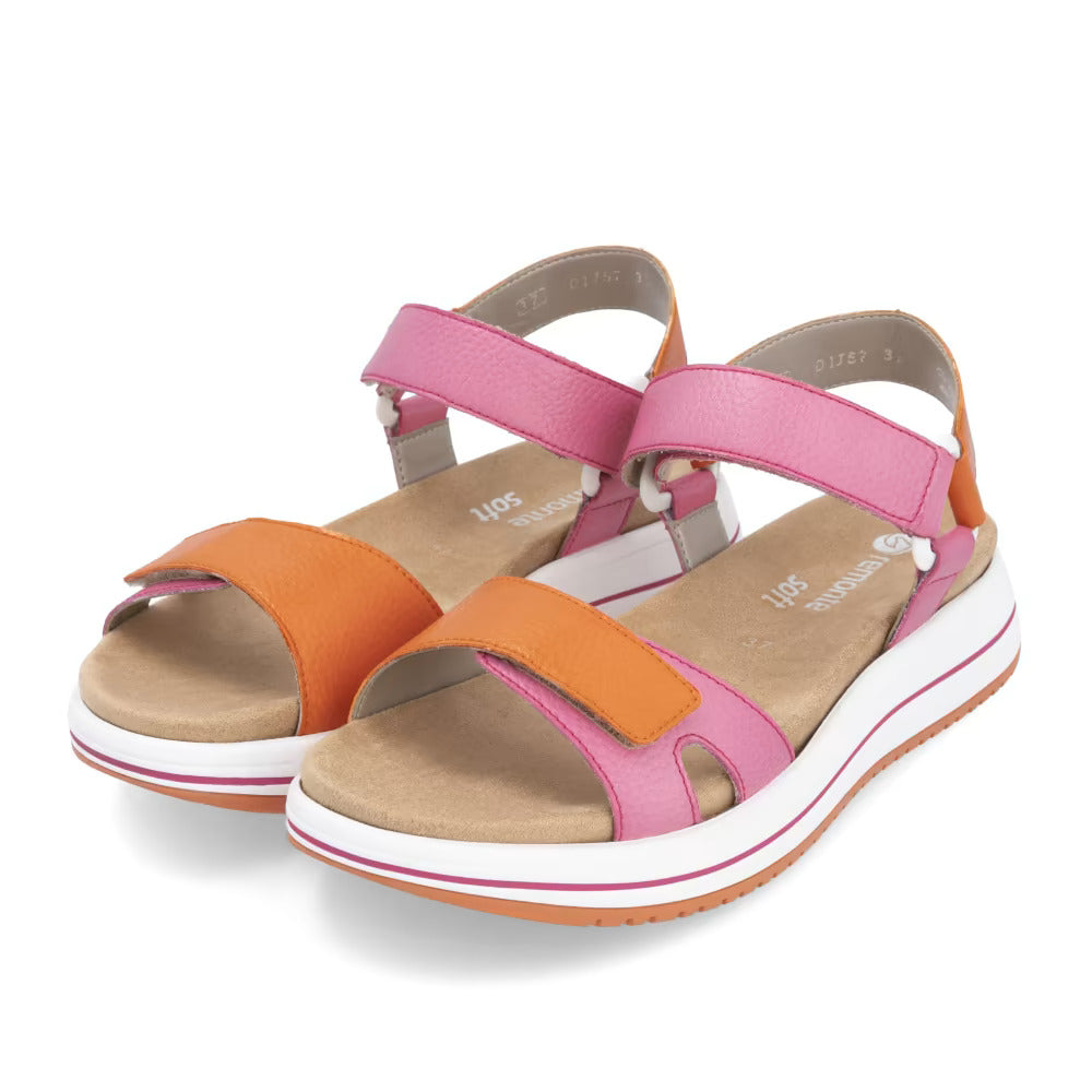 Remonte D1J57-31 Pink & Orange Combi Velcro Sandals