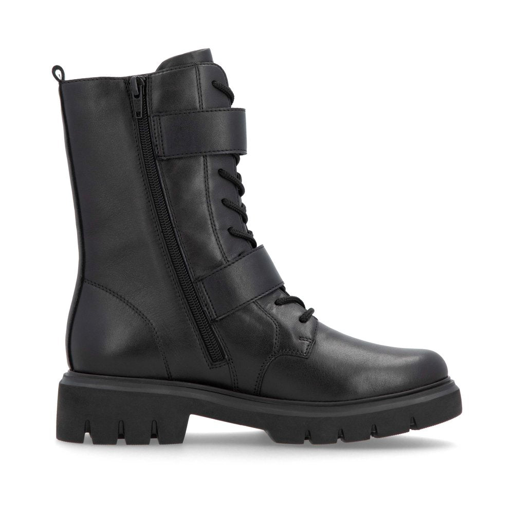Remonte D1W70-00 Black Lace & 2 Buckle Ankle Boots