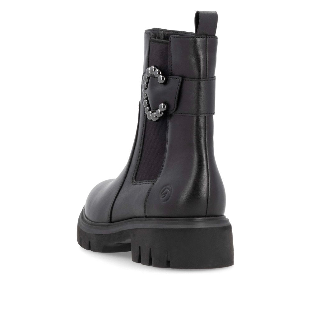 Remonte D1W74-00 Black Chelsea Style Boots with Side Buckle