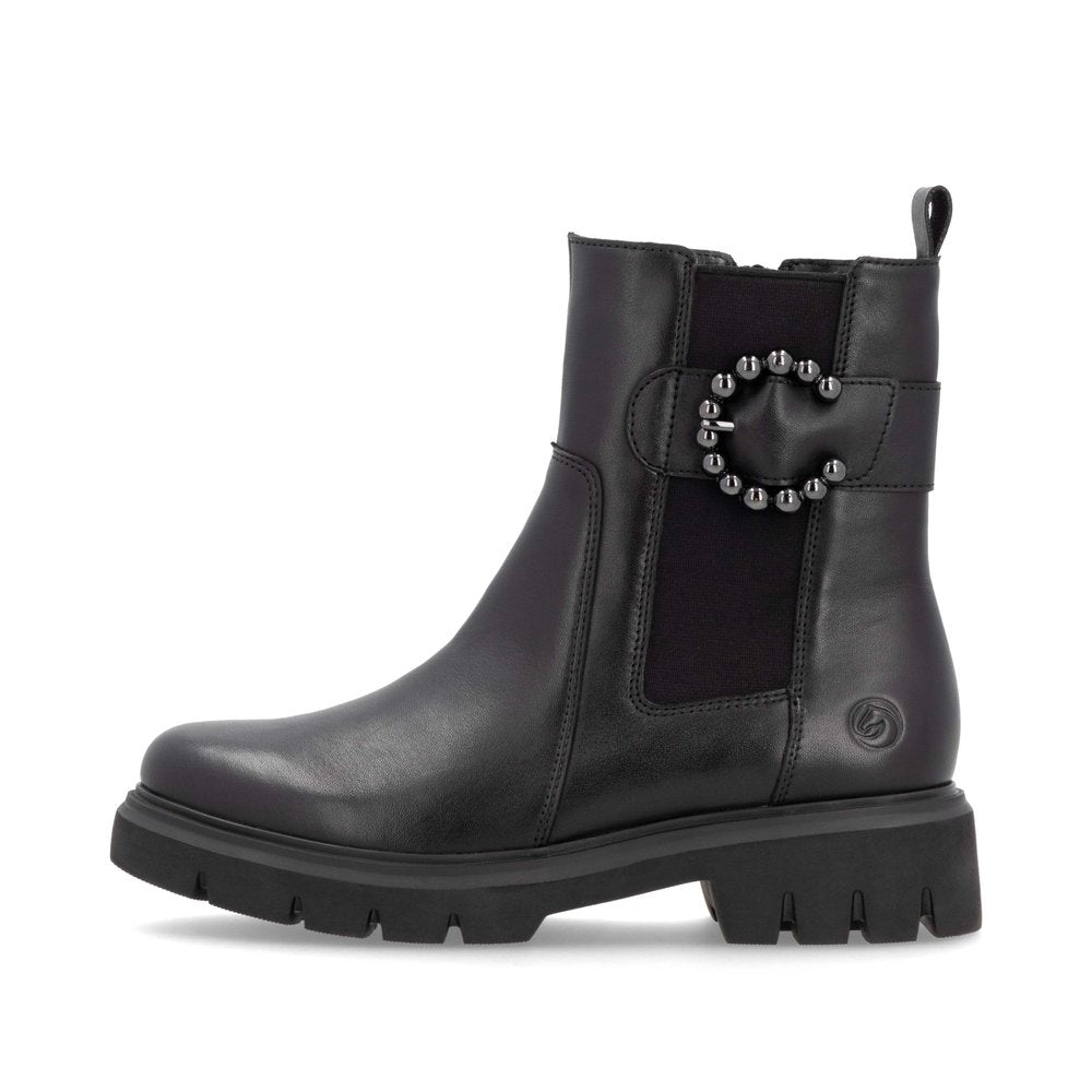Remonte D1W74-00 Black Chelsea Style Boots with Side Buckle