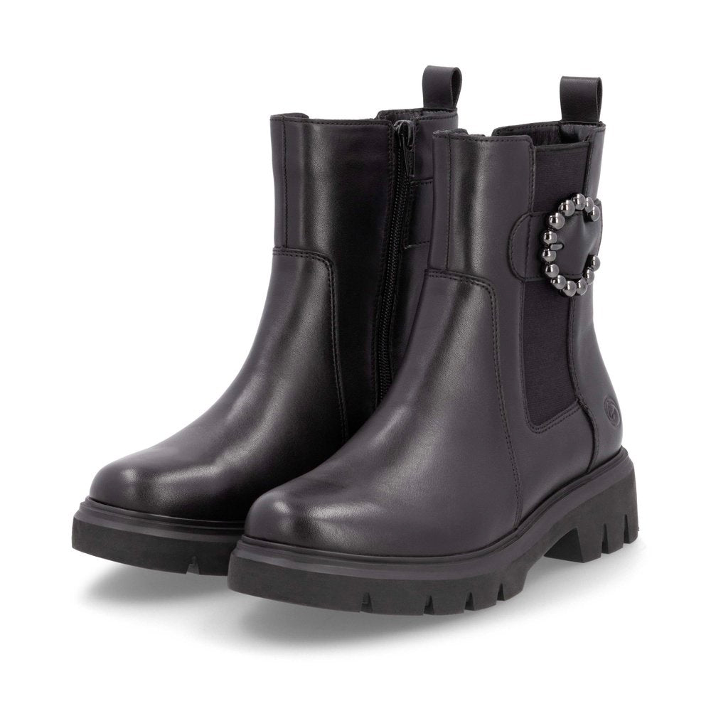 Remonte D1W74-00 Black Chelsea Style Boots with Side Buckle