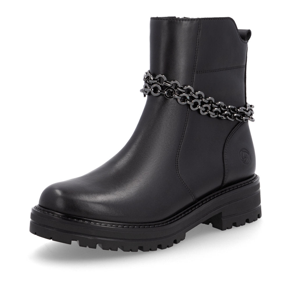 Remonte D2285-00 Black Boots with Double Chain Detailing