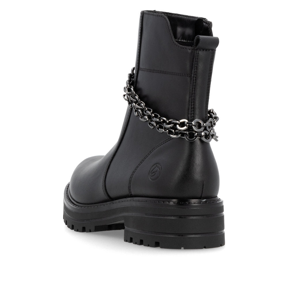 Remonte D2285-00 Black Boots with Double Chain Detailing