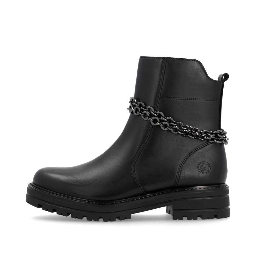 Remonte D2285-00 Black Boots with Double Chain Detailing