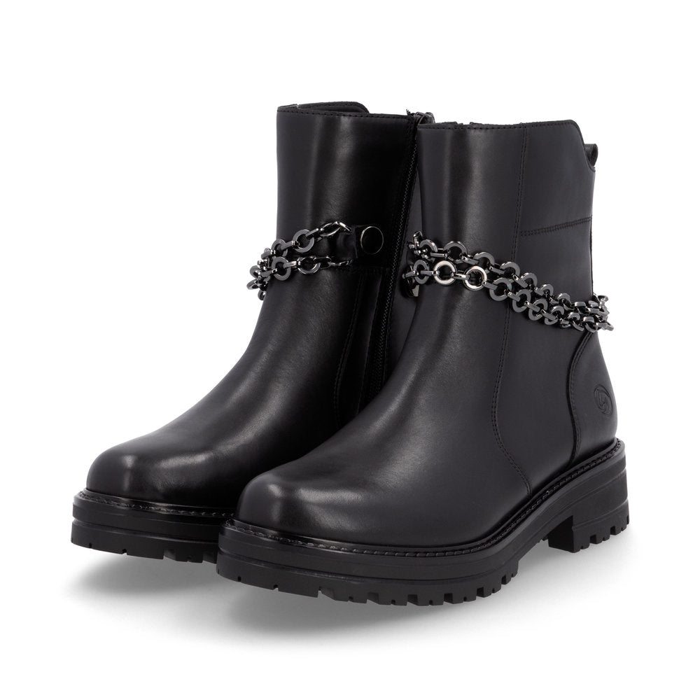 Remonte D2285-00 Black Boots with Double Chain Detailing
