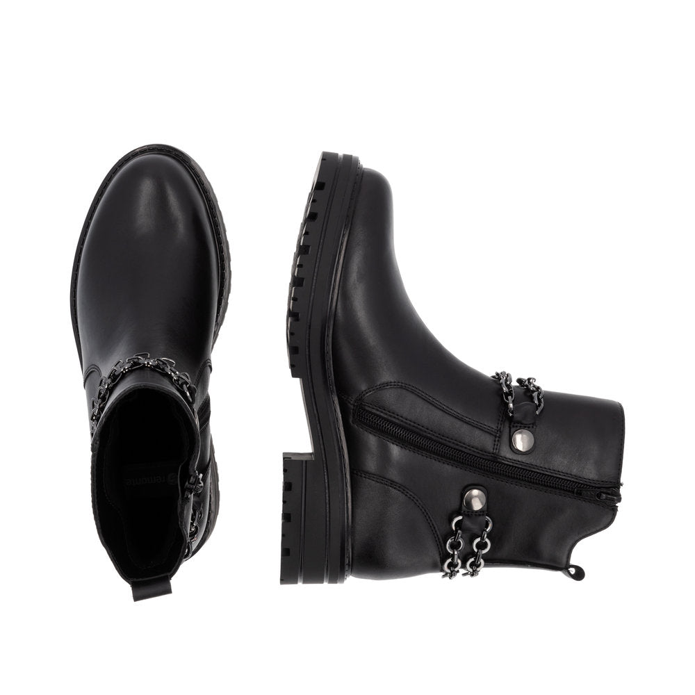 Remonte D2285-00 Black Boots with Double Chain Detailing