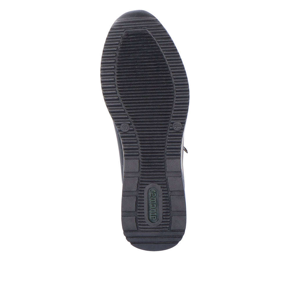 Remonte D2401-04 Black & Gold Combi Wedge Trainers with Zip